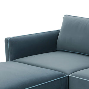 TOV Furniture Willow 6-Piece Modular U Sectional - Elegant Velvet Design for Stylish, Customizable Living Spaces Blue REN-L03150-SEC1