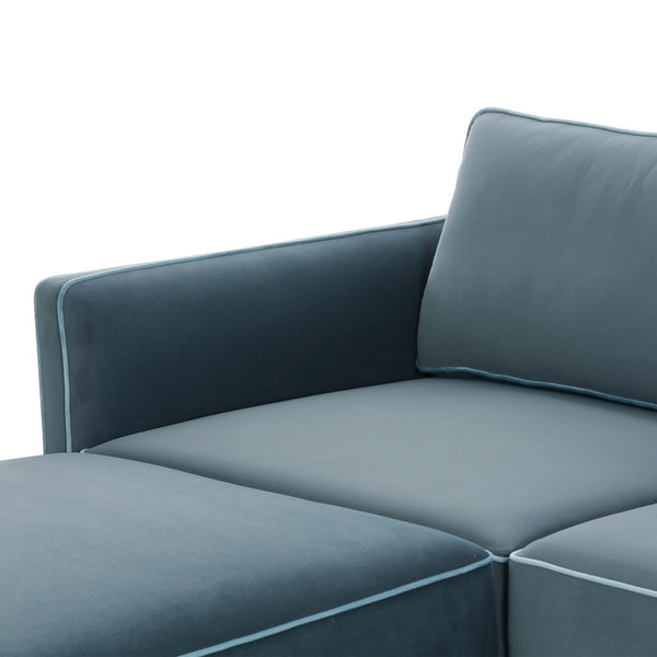 TOV Furniture Willow 6-Piece Modular U Sectional - Elegant Velvet Design for Stylish, Customizable Living Spaces Blue REN-L03150-SEC1