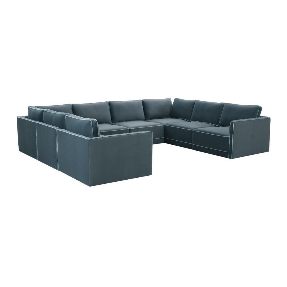 TOV Furniture Willow 8-Piece Velvet Modular Sectional - Luxurious Comfort, Flexible Layout, and Stylish Design Blue REN-L03150-SEC2