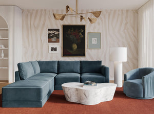 TOV Furniture Willow 5-Piece Modular Velvet Sectional - Luxurious Comfort with Modern Design for Stylish Living Spaces Blue REN-L03150-SEC4-L