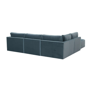 TOV Furniture Willow 5-Piece Modular Velvet Sectional - Luxurious Comfort with Modern Design for Stylish Living Spaces Blue REN-L03150-SEC4-L