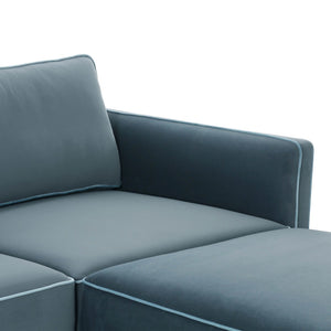 TOV Furniture Willow 5-Piece Velvet Modular Sectional – Modern Luxury Seating for Stylish Living Spaces and Comfort Blue REN-L03150-SEC4-R