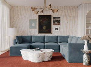 Willow Misty Blue Modular Large Chaise Sectional REN-L03150-SEC5 TOV Furniture