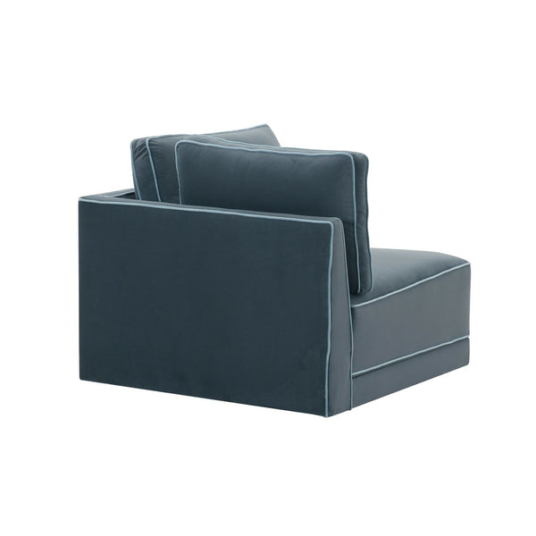 TOV Furniture Willow Velvet Modular Corner Chair - Luxurious Comfort and Modern Design for Stylish Living Spaces Blue REN-L03150-W