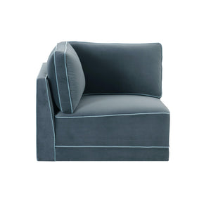 TOV Furniture Willow Velvet Modular Corner Chair - Luxurious Comfort and Modern Design for Stylish Living Spaces Blue REN-L03150-W