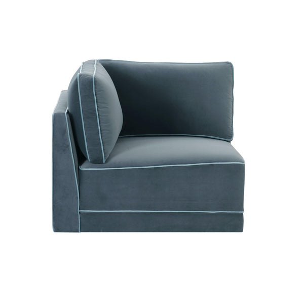 TOV Furniture Willow Velvet Modular Corner Chair - Luxurious Comfort and Modern Design for Stylish Living Spaces Blue REN-L03150-W