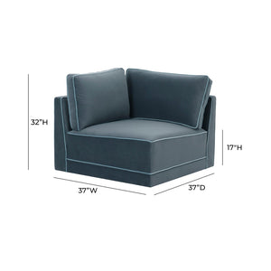 TOV Furniture Willow Velvet Modular Corner Chair - Luxurious Comfort and Modern Design for Stylish Living Spaces Blue REN-L03150-W