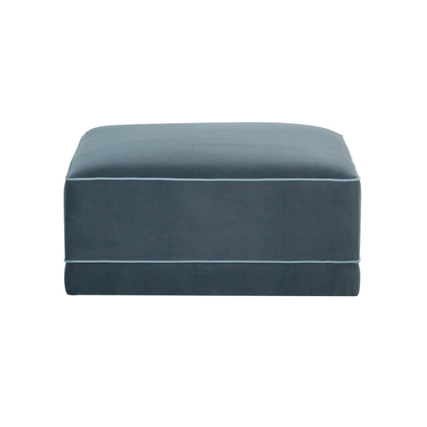 TOV Furniture Willow Velvet Modular Ottoman - Versatile Luxury Seating for Elegant Living Spaces and Comfort Blue REN-L03151