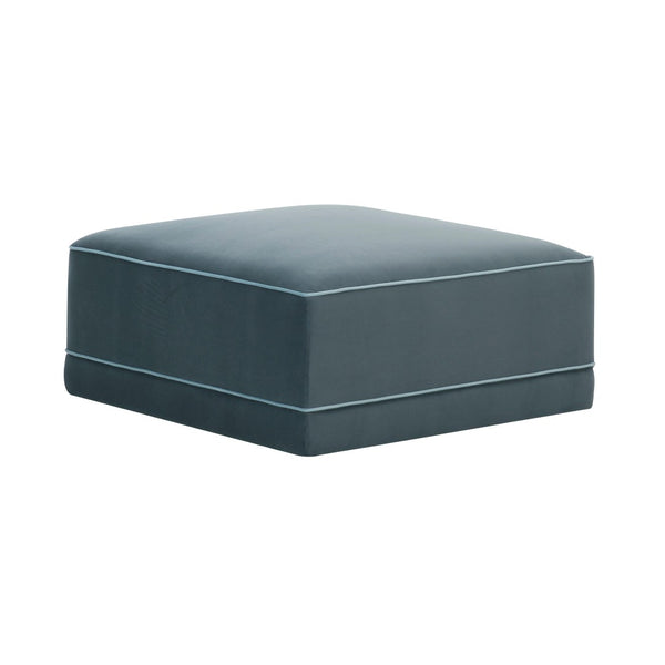 TOV Furniture Willow Velvet Modular Ottoman - Versatile Luxury Seating for Elegant Living Spaces and Comfort Blue REN-L03151