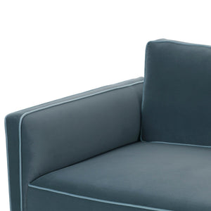 TOV Furniture Willow 74" Modular Loveseat - Luxurious Velvet Upholstery with Stylish Contrast Piping for Comfort Blue REN-L03152