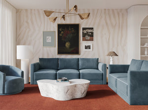 TOV Furniture Willow 105" Velvet Modular Sofa – Stylish Sectional for Modern Living with Customizable Comfort & Elegance Blue REN-L03153