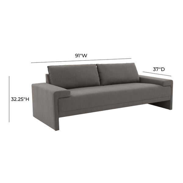 TOV Furniture Maeve 91" Upholstered Sofa - Modern Comfort with Durable LiveSmart Fabric for Effortless Entertaining Grey REN-L04023