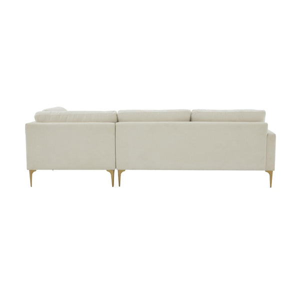 TOV Furniture Serena Luxurious 3-Piece Velvet Chaise Sectional with Brass Legs for Modern Living Room Comfort Cream / RAF REN-L05110-SEC4R
