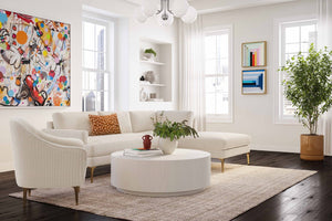 TOV Furniture Serena Luxurious 3-Piece Velvet Chaise Sectional with Brass Legs for Modern Living Room Comfort Cream / RAF REN-L05110-SEC4R