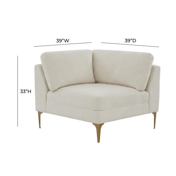 Serena Cream Velvet Corner Seat REN-L05110-W TOV Furniture