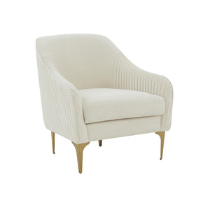 TOV Furniture Serena Velvet Accent Chair - Modern Elegance with Plush Comfort and Stylish Brushed Brass Legs Cream REN-L05112