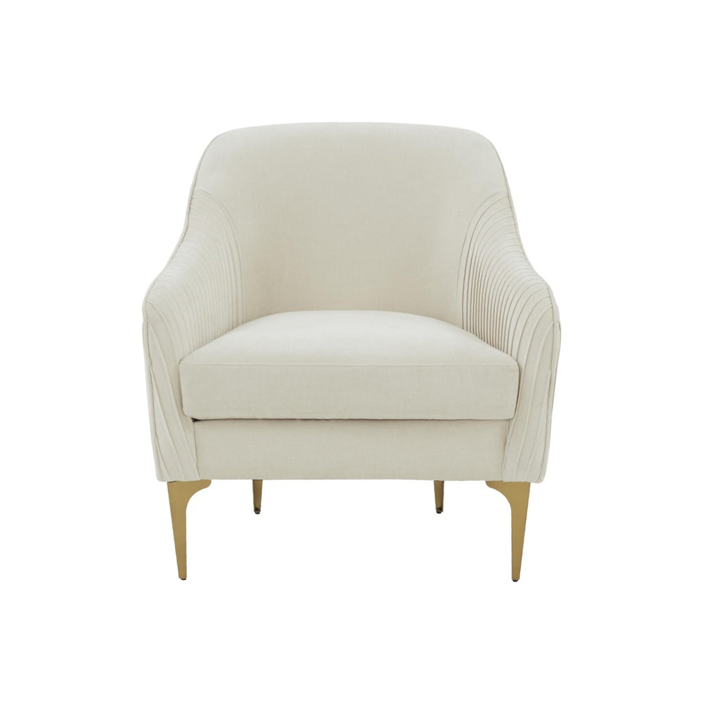 TOV Furniture Serena Velvet Accent Chair - Modern Elegance with Plush Comfort and Stylish Brushed Brass Legs Cream REN-L05112