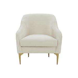 TOV Furniture Serena Velvet Accent Chair - Modern Elegance with Plush Comfort and Stylish Brushed Brass Legs Cream REN-L05112