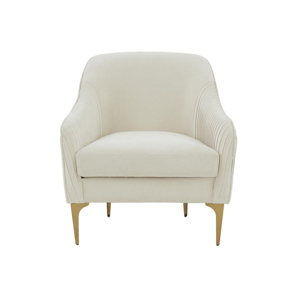 TOV Furniture Serena Velvet Accent Chair - Modern Elegance with Plush Comfort and Stylish Brushed Brass Legs Cream REN-L05112