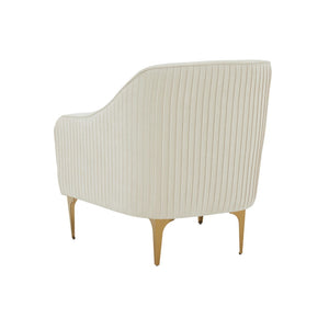 TOV Furniture Serena Velvet Accent Chair - Modern Elegance with Plush Comfort and Stylish Brushed Brass Legs Cream REN-L05112