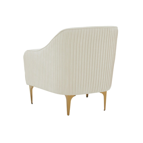 TOV Furniture Serena Velvet Accent Chair - Modern Elegance with Plush Comfort and Stylish Brushed Brass Legs Cream REN-L05112