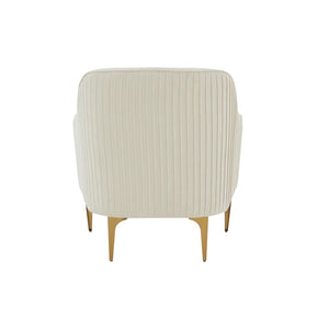 TOV Furniture Serena Velvet Accent Chair - Modern Elegance with Plush Comfort and Stylish Brushed Brass Legs Cream REN-L05112