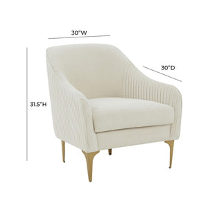 TOV Furniture Serena Velvet Accent Chair - Modern Elegance with Plush Comfort and Stylish Brushed Brass Legs Cream REN-L05112