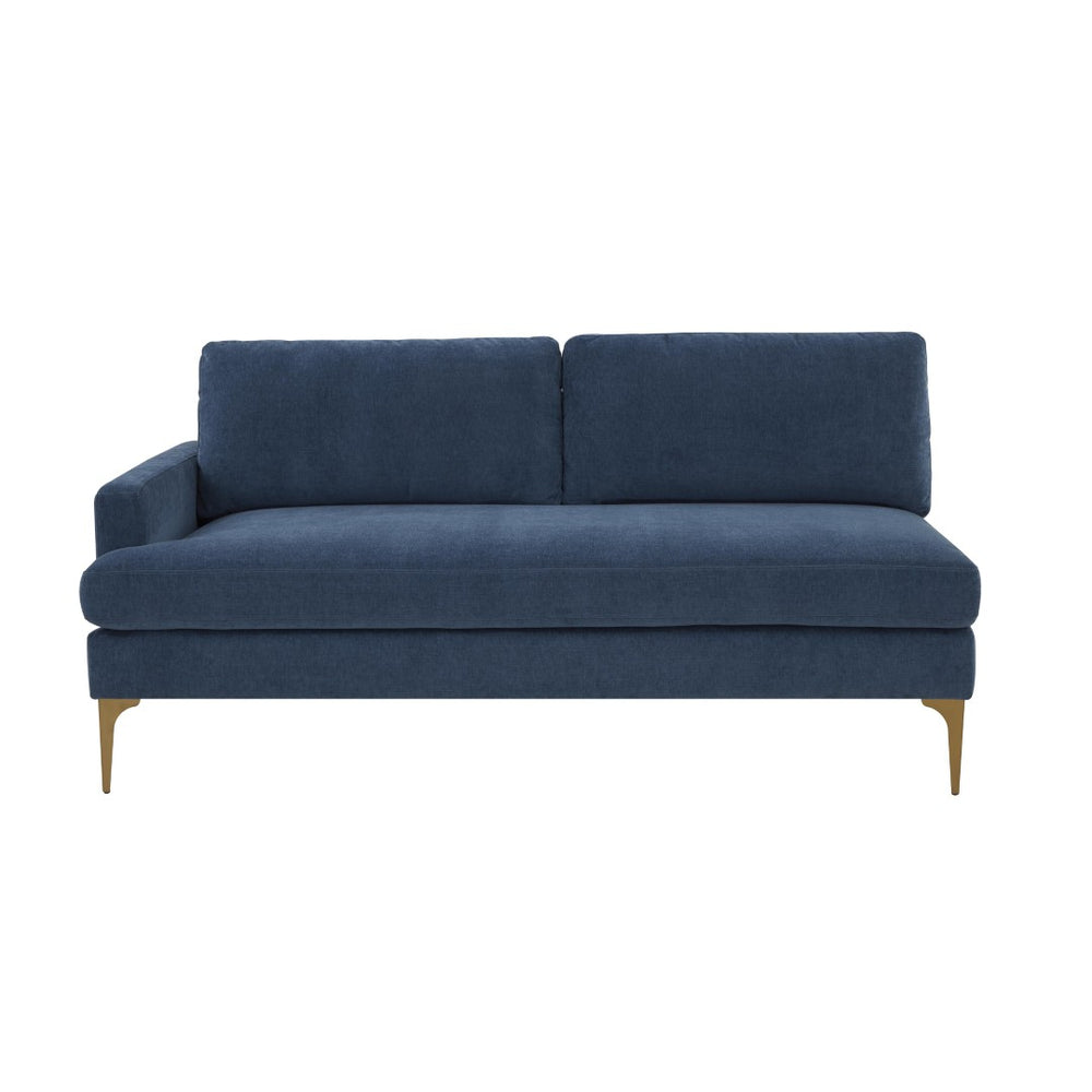 TOV Furniture Serena 68" Velvet Modular Loveseat - Stylish Comfort with Customizable Layout and Brass Legs Blue / LAF REN-L05120-LAF