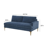 Serena Blue Velvet RAF Loveseat REN-L05120-RAF TOV Furniture