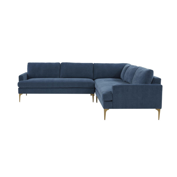 TOV Furniture Serena 3-Piece Velvet L-Sectional - Luxurious Comfort with Modern Design for Stylish Living Spaces Blue REN-L05120-SEC