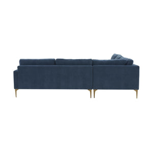 TOV Furniture Serena 3-Piece Velvet L-Sectional - Luxurious Comfort with Modern Design for Stylish Living Spaces Blue REN-L05120-SEC