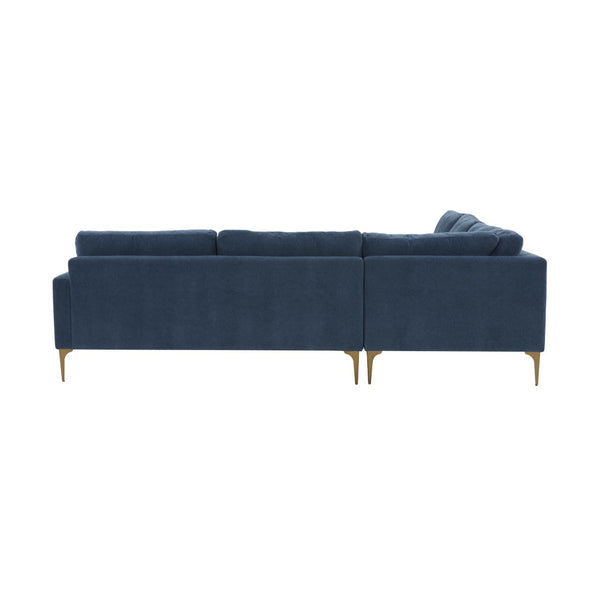 TOV Furniture Serena 3-Piece Velvet L-Sectional - Luxurious Comfort with Modern Design for Stylish Living Spaces Blue REN-L05120-SEC