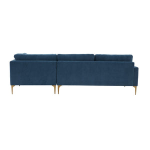 TOV Furniture Serena Luxurious 3-Piece Velvet Chaise Sectional with Brass Legs for Modern Living Room Comfort Blue / RAF REN-L05120-SEC4R