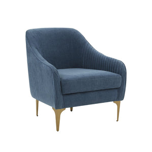 TOV Furniture Serena Velvet Accent Chair - Modern Elegance with Plush Comfort and Stylish Brushed Brass Legs Blue REN-L05122