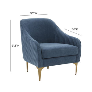 TOV Furniture Serena Velvet Accent Chair - Modern Elegance with Plush Comfort and Stylish Brushed Brass Legs Blue REN-L05122