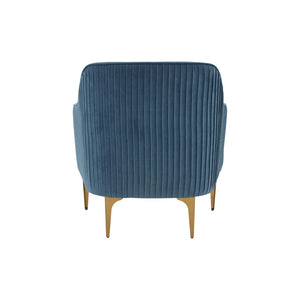 TOV Furniture Serena Velvet Accent Chair - Modern Elegance with Plush Comfort and Stylish Brushed Brass Legs Blue REN-L05122