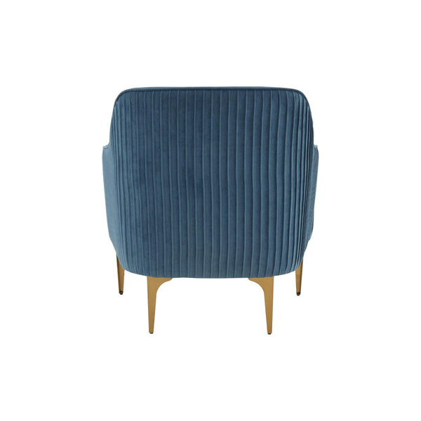 TOV Furniture Serena Velvet Accent Chair - Modern Elegance with Plush Comfort and Stylish Brushed Brass Legs Blue REN-L05122