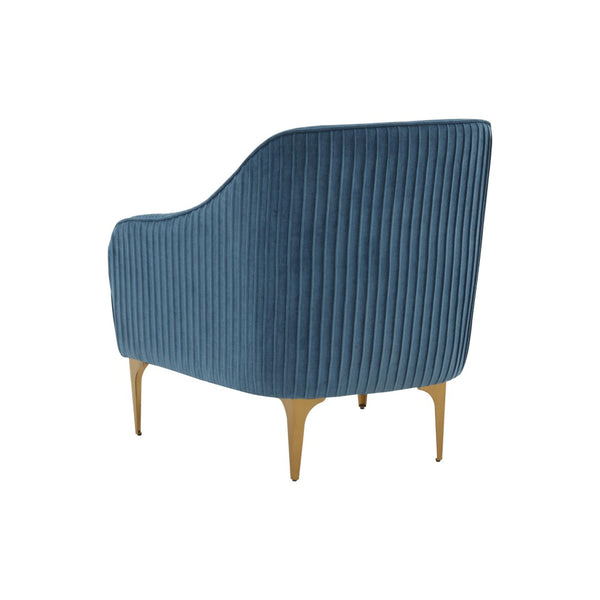 TOV Furniture Serena Velvet Accent Chair - Modern Elegance with Plush Comfort and Stylish Brushed Brass Legs Blue REN-L05122