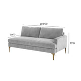 Serena Gray Velvet RAF Loveseat REN-L05130-RAF TOV Furniture