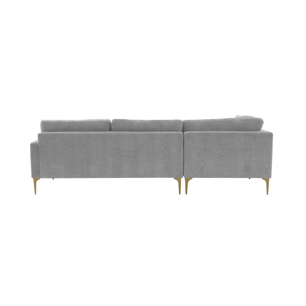 TOV Furniture Serena Luxurious 3-Piece Velvet Chaise Sectional with Brass Legs for Modern Living Room Comfort Grey / LAF REN-L05130-SEC4L