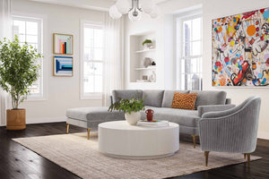 TOV Furniture Serena Luxurious 3-Piece Velvet Chaise Sectional with Brass Legs for Modern Living Room Comfort Grey / LAF REN-L05130-SEC4L