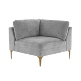 Serena Gray Velvet Corner Seat REN-L05130-W TOV Furniture