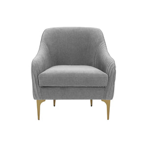 TOV Furniture Serena Velvet Accent Chair - Modern Elegance with Plush Comfort and Stylish Brushed Brass Legs Grey REN-L05132