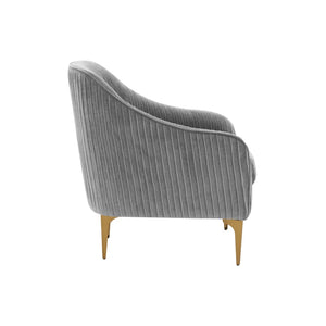 TOV Furniture Serena Velvet Accent Chair - Modern Elegance with Plush Comfort and Stylish Brushed Brass Legs Grey REN-L05132