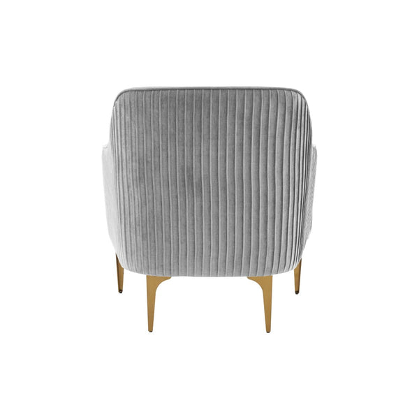 TOV Furniture Serena Velvet Accent Chair - Modern Elegance with Plush Comfort and Stylish Brushed Brass Legs Grey REN-L05132