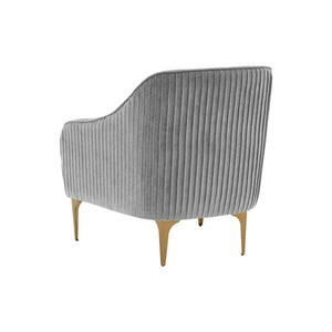 TOV Furniture Serena Velvet Accent Chair - Modern Elegance with Plush Comfort and Stylish Brushed Brass Legs Grey REN-L05132