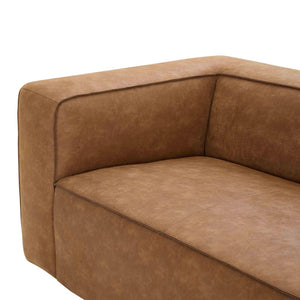 TOV Furniture Aurora 90" Brown Leather Sofa - Modern Low-Profile Design with Plush Comfort for Stylish Living Spaces REN-L68159