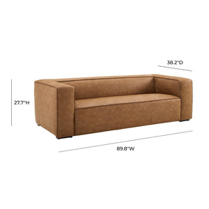 TOV Furniture Aurora 90" Brown Leather Sofa - Modern Low-Profile Design with Plush Comfort for Stylish Living Spaces REN-L68159