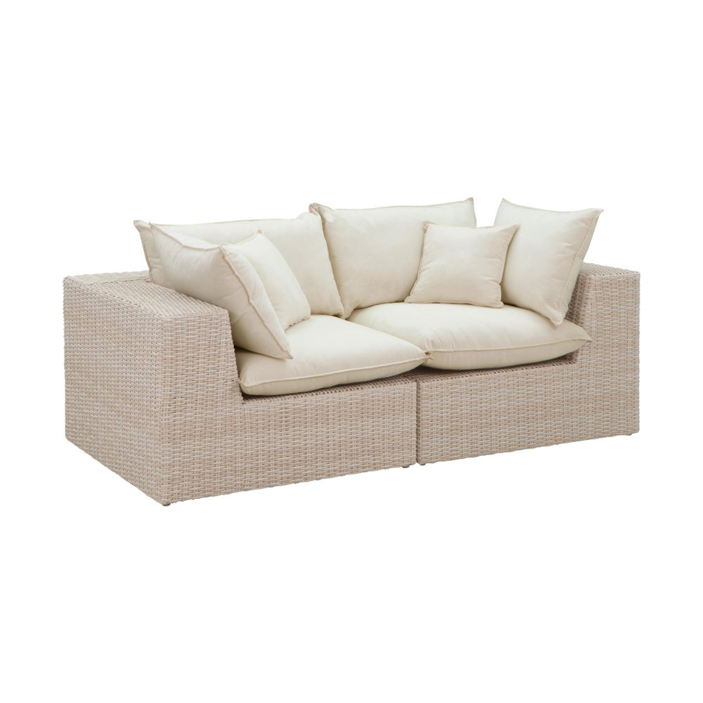 TOV Furniture Cali 80" Weather-Resistant Outdoor Modular Loveseat with Reversible Cushions & Throw Pillows REN-O11162