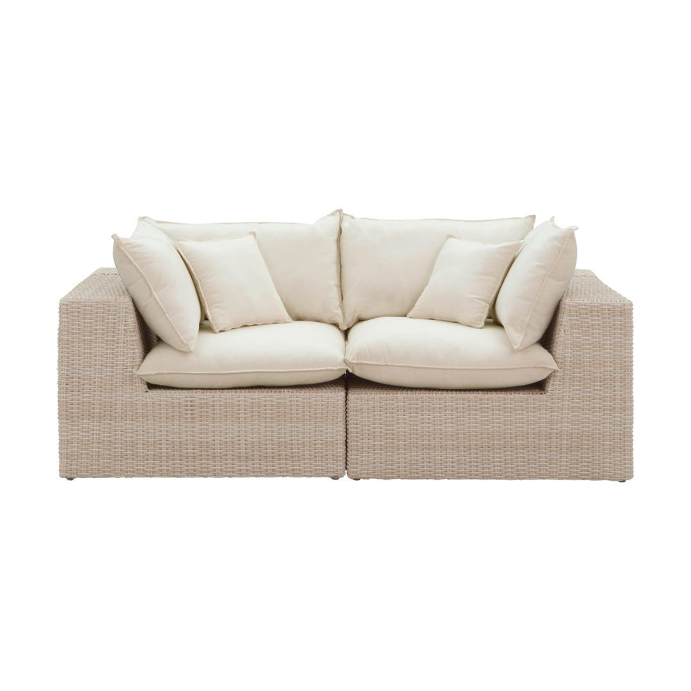 TOV Furniture Cali 80" Weather-Resistant Outdoor Modular Loveseat with Reversible Cushions & Throw Pillows REN-O11162